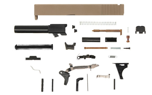 Glock 19 Compatible Pistol Build Kit with FDE Rear Serrated Slide